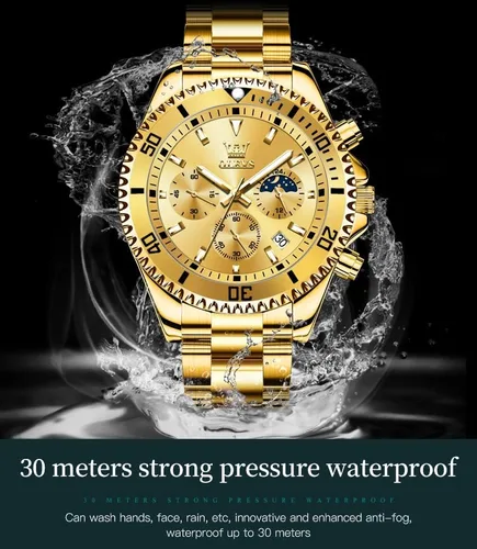 Vista 8 de OLEVS Relojes para hombre, de acero inoxidable, impermeables, con fecha, analógico, de cuarzo, de moda, para negocios, relojes de pulsera