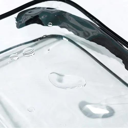 Vista 6 de Paquete de 4 bolsas de almacenamiento de maquillaje transparentes para bolsa de playa, accesorios con ganchos mosquetón, Claro, Bolsa
