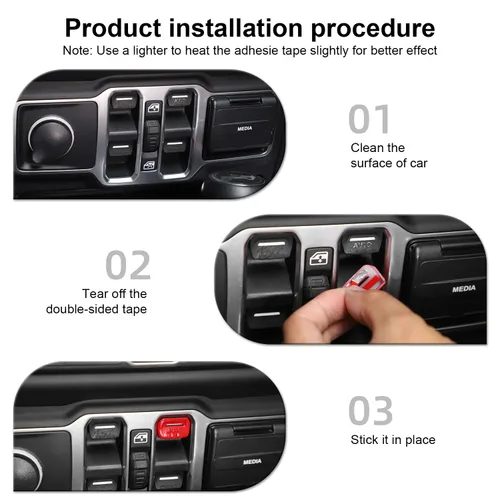 Vista 5 de CheroCar Cubierta de botón para interruptor de ventana Jeep JL, accesorios interiores para Jeep Wrangler JL JLU Gladiator JT 2018-2021 (rojo)