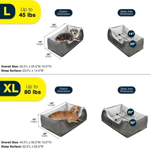 Vista 2 de Cama ortopédica para mascotas Serta Cuddler para perros – Marrón chocolate (grande)
