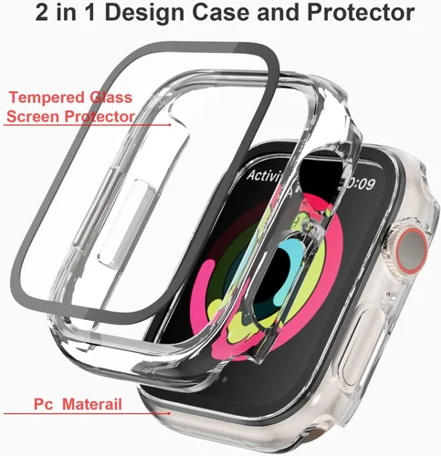 Vista 5 de Juego de 12 fundas para Apple Watch Series 11 10 de 1.811 in, protector de pantalla Touch Sensitivity, Scratch-proof Full Protective Bumper PC