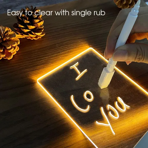 Vista 3 de goq Tablero de notas, luz nocturna LED creativa, tablero de mensajes USB, luz navideña con bolígrafo, regalo para decoración de niños, novia, luz