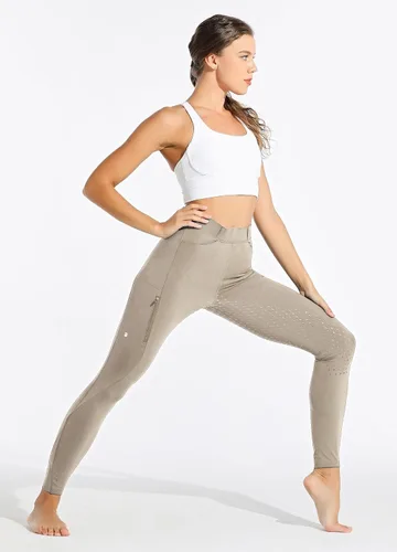Vista 3 de Willit Pantalones de equitación para mujer con asiento completo, pantalones de silicona con bolsillo con cremallera