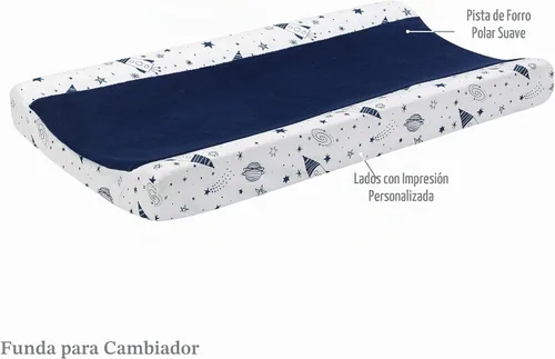 Vista 7 de Lambs & Ivy Sky Rocket - Juego de ropa de cama para cuna de bebé, 5 piezas, galaxia azul y espacio