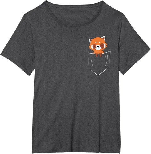 Vista 28 de Funny Red Panda In Pocket - Camiseta con bolsillo, Negro, S
