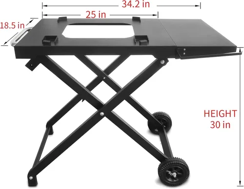 Vista 3 de BSARTE Soporte plegable de metal para parrilla Ninja Outdoor XSKSTAND para Woodfire OG701 OG751 (Serie OG700) con estante lateral, soporte