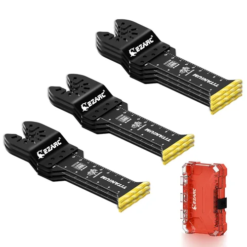 Vista 9 de EZARC Hojas de sierra oscilante de titanio, 3 cuchillas multiherramienta extendidas para metal, clavos de madera, corte de tornillos, plástico