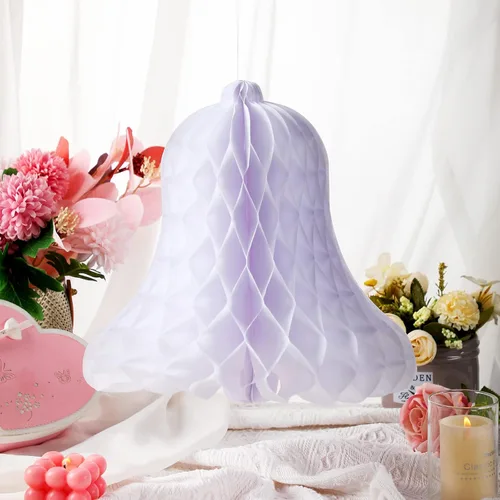 Vista 7 de 10 campanas de boda colgantes de panal, decoración de boda, campanas de panal de abeja, suministros de decoración con 2 rollos de cinta