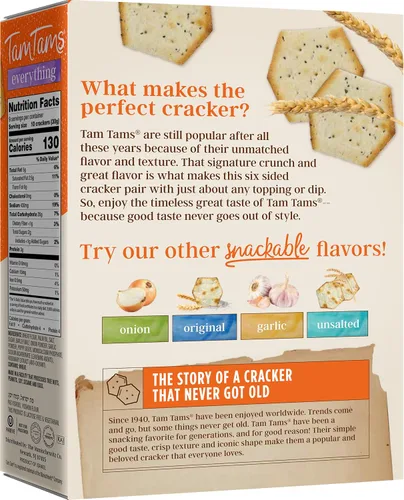 Vista 3 de Manischewitz Galletas Tam Tam Everything de 9.6 onzas (paquete de 2), textura crujiente y ligera, horneadas a la perfección