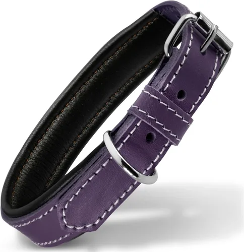 Vista 30 de Filbert Collar de cuero para perro, collar de cuero genuino para perros pequeños, acolchado de lujo, fuerte, ajustable para todas las razas, hebilla