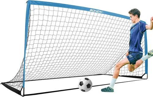 Vista 9 de BOHEN 9x5 FT Portable Metal Soccer Goal for Backyard, Steel Frame Soccer Net with Carry Bag, Fun for Outdoor Indoor Training Games for Kids and