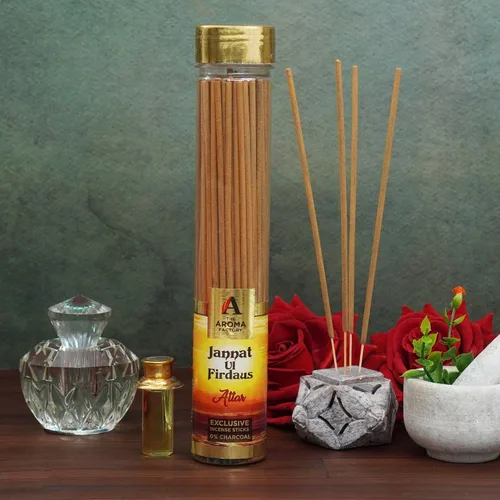 Vista 2 de The Aroma Factory Agarbatti for Pooja, Attar Jannat Ul Firdaus Perfume Varillas de incienso, sin carbón y bajo contenido de humo, Agarbatti