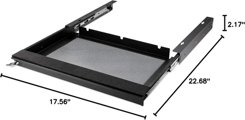 Vista 3 de Penn Elcom Cajón para laptop debajo del escritorio, con cerradura, para portátiles de 20" - Cajones de seguridad deslizantes premium