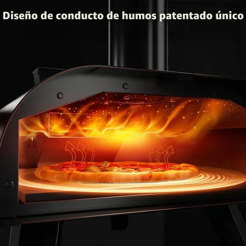 Vista 2 de BIG HORN OUTDOORS 12" Horno de piedra para pizza con leña, 475°C Horno para pizza al aire libre de acero inoxidable, portátil para uso en fiestas