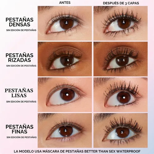 Vista 2 de Too Faced Better Than Sex Waterproof Mascara Volume + Length with Hourglass Brush