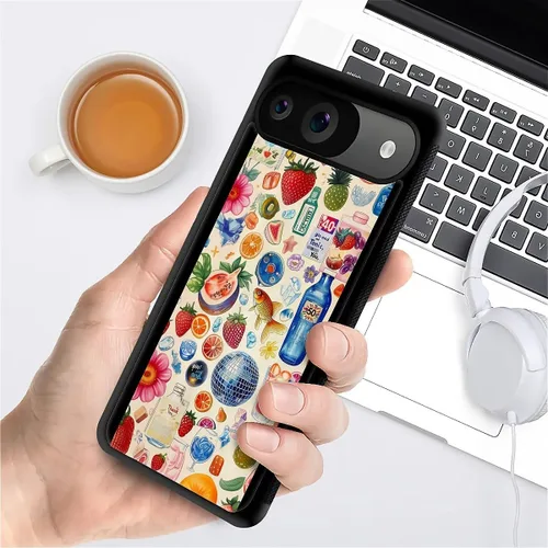 Vista 1014 de Compatible con Google Pixel 4A 5G Mobile Case Creative Acrylic Panel trasero Silicona Protección Grip especialmente diseñado para Google Pixel 4A 5G