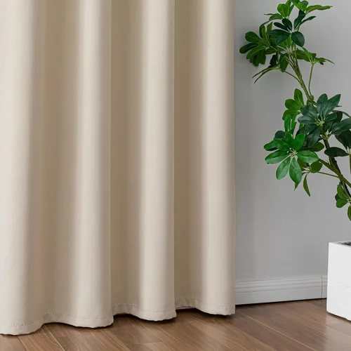 Vista 5 de IGEMAEVE Cortinas opacas para dormitorio con ojales, beige, 52 pulgadas