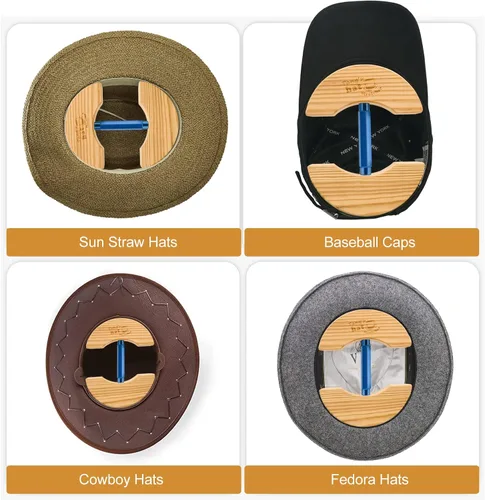 Vista 6 de Tang's Camilla de madera para sombreros ajustados, hebilla de giro ajustable. Talla única unisex para adultos, adecuado para todos los sombreros