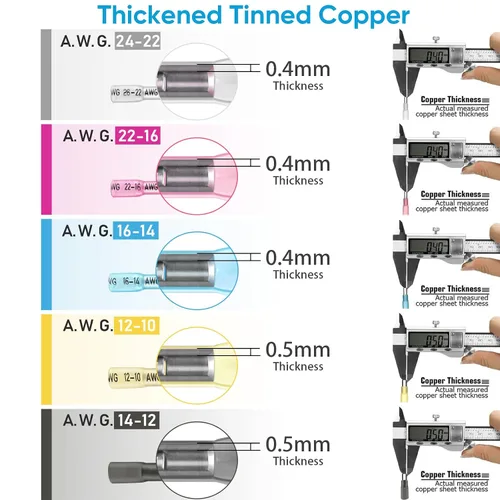 Vista 5 de TICONN Kit de conectores a tope termorretráctiles de 60 piezas, empalme a tope AWG 14 – 12, terminales de crimpado de cables eléctricos marinos