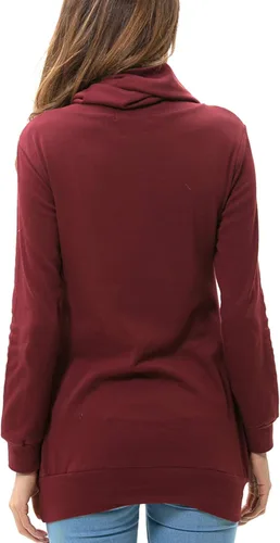 Vista 4 de levaca V02 - Blusa tipo túnica con botones y cuello redondo de manga larga para mujer