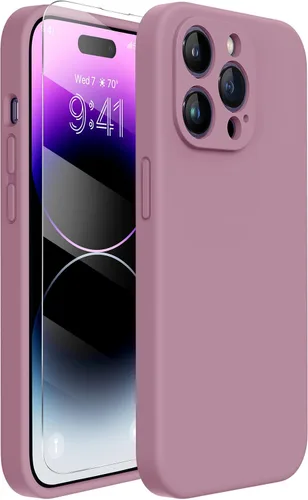 Vista 19 de Miracase Funda diseñada para iPhone 13 Pro Max con protector de pantalla, [forro de microfibra suave antiarañazos], funda protectora de silicona