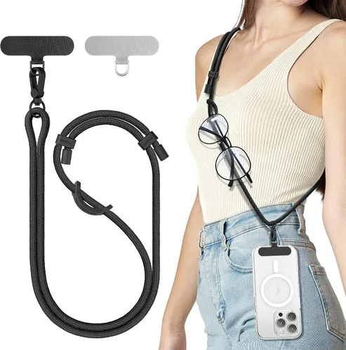Vista 17 de SURPHY Cordón para teléfono, correa cruzada ajustable para teléfono con 2 pestañas de amarre para teléfono celular, hebillas de metal de alta