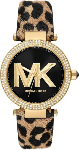 Vista 7 de Michael Kors Parker - Reloj de acero inoxidable con cristal pavé para mujer, con correa de acero, cuero o silicona