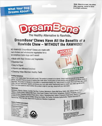 Vista 10 de DreamBone Mini masticables, hechos con pollo real, masticables sin cuero crudo para perros, 24