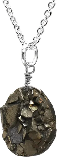 Vista 5 de Gempires - Collar con colgante de piedra de pirita natural para mujer, joyería de piedras preciosas de cristal crudo, latón hipoalergénico de 18