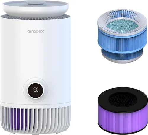 Vista 8 de Combo de purificador de aire y humidificador para dormitorio, purificador de aire HEPA 2 en 1 con humidificador evaporativo, sistema de aire