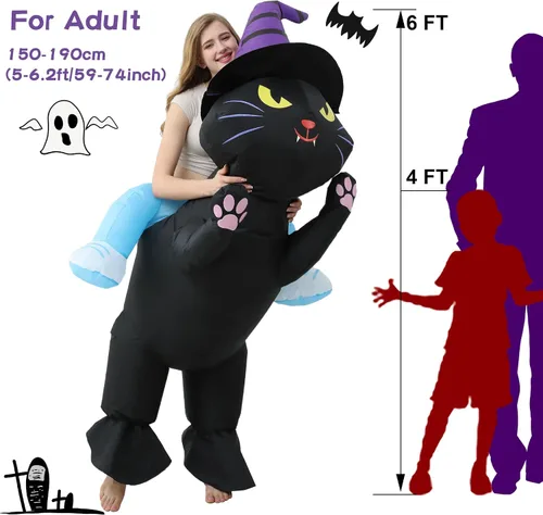 Vista 3 de Double Couple Disfraz de Halloween para adultos y niños, inflable, divertido de alienígena, disfraz de cosplay para mujeres y hombres