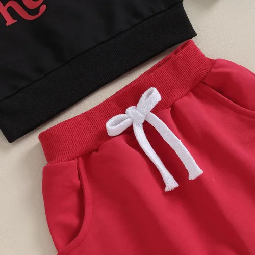 Vista 6 de Sudadera de manga larga con estampado de letras para el día de San Valentín, para bebé, niña, pantalones deportivos para otoño e invierno