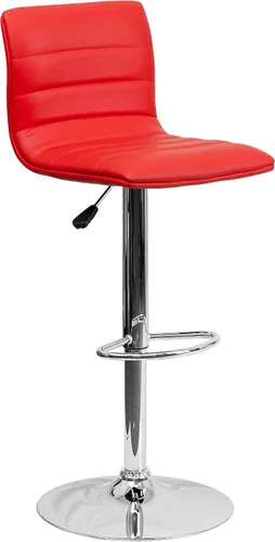 Vista 22 de Flash Funiture silla de bar ajustable con base cromada, Vinilo, Gris