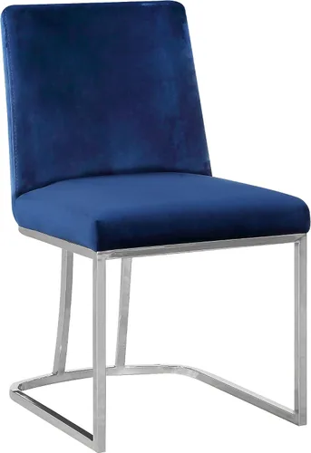 Vista 4 de Meridian Furniture Heidi Collection Modern - Silla de comedor tapizada de terciopelo contemporáneo con marco de metal cromado pulido, juego de 2, 19