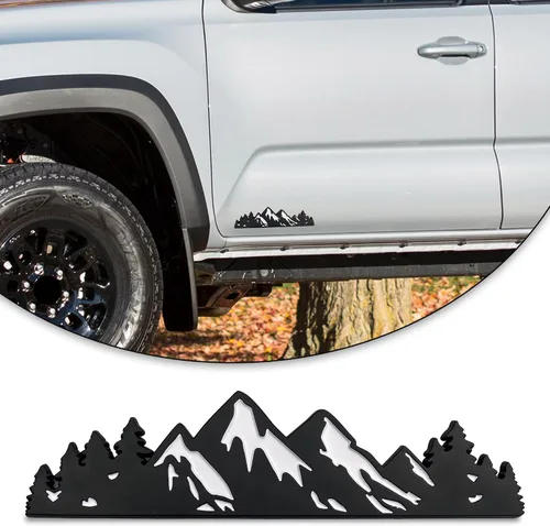Vista 9 de Zhizhong Emblema de árbol de montaña de nieve de 7 pulgadas, insignia gráfica de montañas para maletero y portón trasero para automóvil, camión