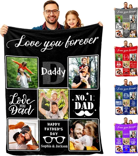 Vista 23 de Manta personalizada con imagen, tu texto aquí, 10 fotos, mantas de imágenes personalizadas para adultos, familia, papá, mamá, parejas, manta