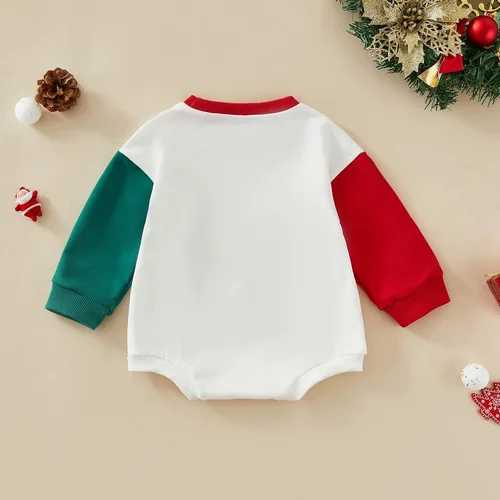 Vista 5 de Hoanselay Traje de Navidad de Papá Noel de manga larga para bebé niño y niña mameluco de mi primera Navidad otoño e invierno