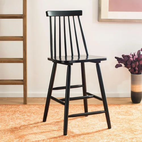 Vista 2 de Safavieh Home Collection Beaufort - Taburete negro para mostrador (24 pulgadas, juego de 2)