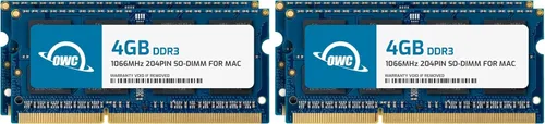 Vista 13 de OWC Memoria RAM SO-DIMM PC8500 DDR3 1066MHz SO-DIMM de 4 GB (2 x 2 GB) compatible con MacBook de finales de 2008, 2009 principios de 2010, modelos