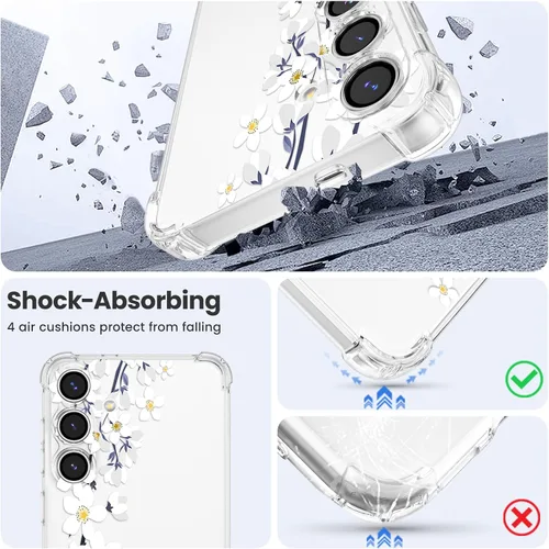 Vista 3 de DEFBSC Funda suave compatible con Samsung Galaxy S23 FE, diseño de estampado floral transparente, flexible de poliuretano termoplástico a prueba
