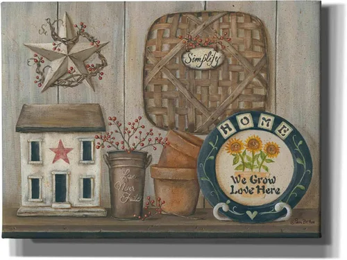 Vista 5 de Epic Graffiti 'Home Country Shelf' de Pam Britton, arte de pared en lienzo, 16 x 12 pulgadas