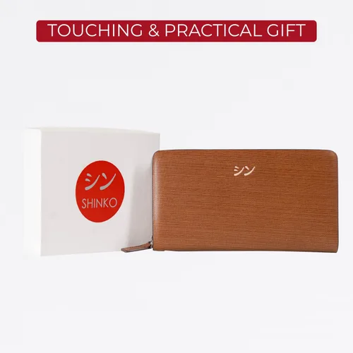 Vista 5 de SHINKO Cartera de cuero para mujer, tarjetero de cuero liso, cartera de mano para mujer, tarjetero de cuero con pulsera, Café mate, Versátil