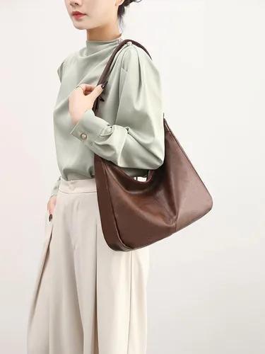 Vista 3 de NIUEIMEE ZHOU Bolsos Hobo para mujer Bolso de hombro de cuero vegano plegable Bolso de mano holgado Bolso bandolera