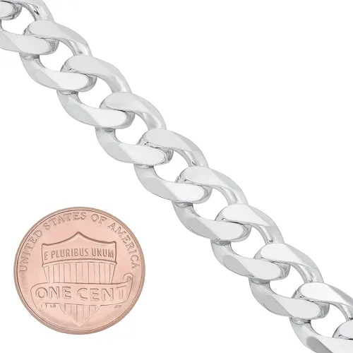 Vista 2 de Collar de cadena de plata de ley 925 maciza de 0.413in para hombre