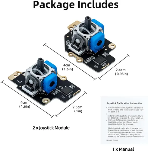 Vista 4 de Guli Kit de joystick electromagnético para cubierta de vapor sin deriva con sensor de efecto pasillo 3D palanca analógica de repuesto para cubierta