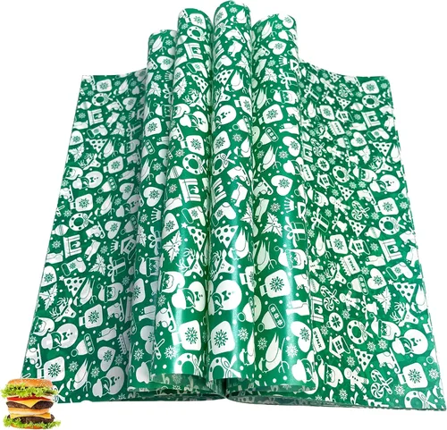 Vista 14 de 150 hojas de papel encerado navideño para alimentos, papel de delicatessen para envolver sándwiches, envolturas para dulces y galletas, forros