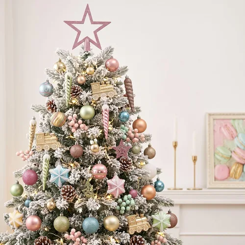 Vista 2 de Valery Madelyn Juego de adornos navideños de 100 unidades para decoración Pastel Macaron
