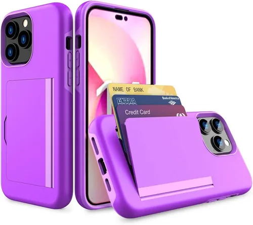 Vista 8 de Funda protectora para iPhone 16 Pro con tarjetero y ranura para tarjeta de crédito, color negro