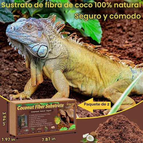 Vista 2 de Legigo 2 Pack Sustrato de fibra de coco comprimida - 100% fibra de coco orgánica en bloque para cama de reptiles, sustrato natural de cáscara