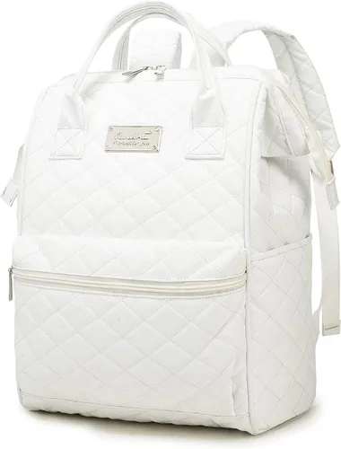 Vista 23 de Kinmac Mochila para laptop para mujeres y hombres, mochila de viaje de gran capacidad para computadora portátil de 15.6 pulgadas, Albaricoque